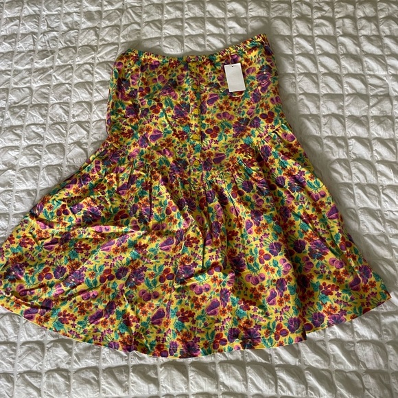 Nasty Gal skater ditsy floral strapless linen cotton mini dress - Picture 4 of 12